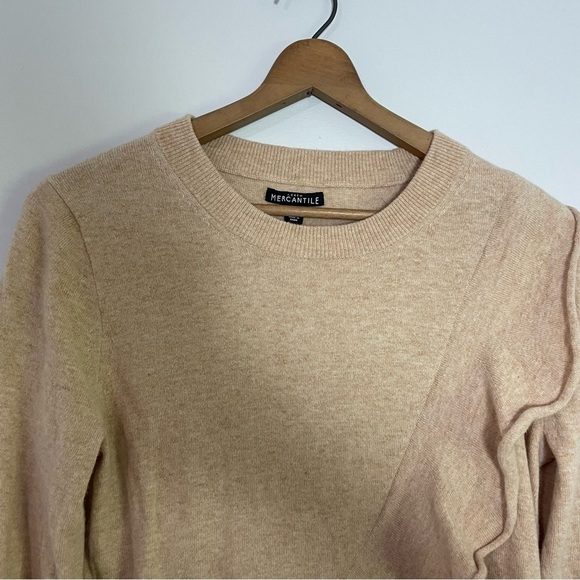 [J. Crew] Women's Tan Crewneck Ruffle Wool Blend Pullover Sweater - Picture 2 of 10
